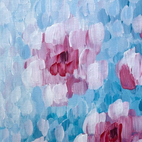 Large textured cherry blossoms on blue background - Image 4
