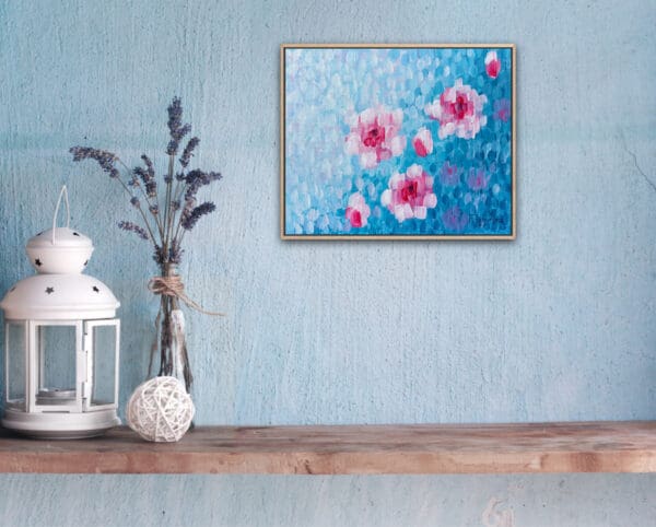 Large textured cherry blossoms on blue background - Image 7