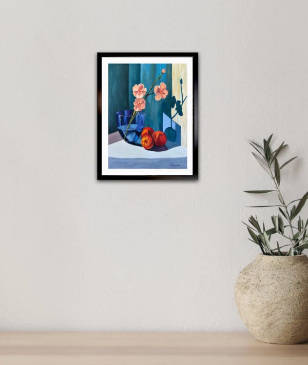 A branch of peach blossoms in a glass goblet with peach - Image 7