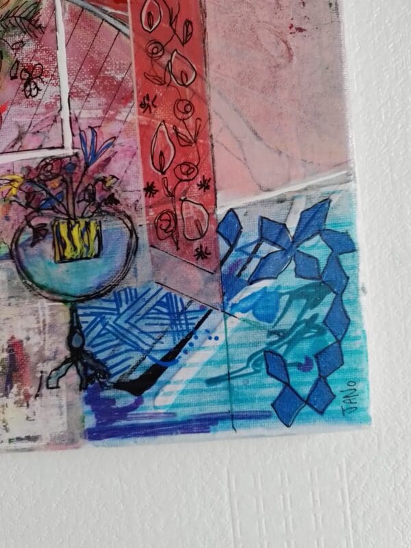 Table Blue, Room Pink (26cm) FRAMED - Image 4