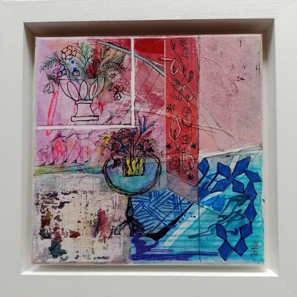 Table Blue, Room Pink (26cm) FRAMED