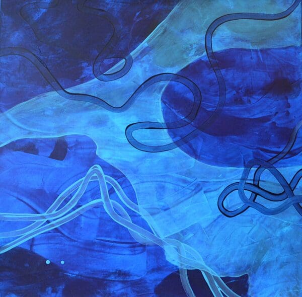 Deep blue acrylic on canvas abstract