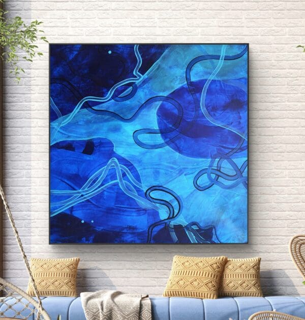Deep blue acrylic on canvas abstract