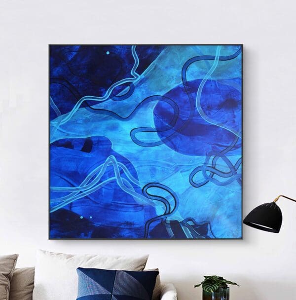 Deep blue acrylic on canvas abstract