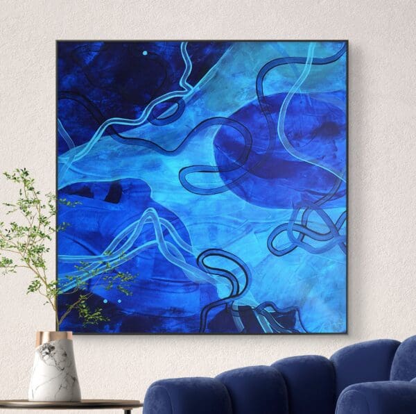 Deep blue acrylic on canvas abstract