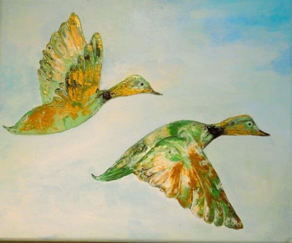 Ducks in flight.