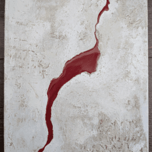 Modern Abstract Canvas Design Wall Art - Epoxy/Resin, Textured White and Bold Red Tones