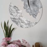 Modern Abstract Round Canvas Design Wall Art - Marble, Resine/Epoxy, Grey, White and Black Tones