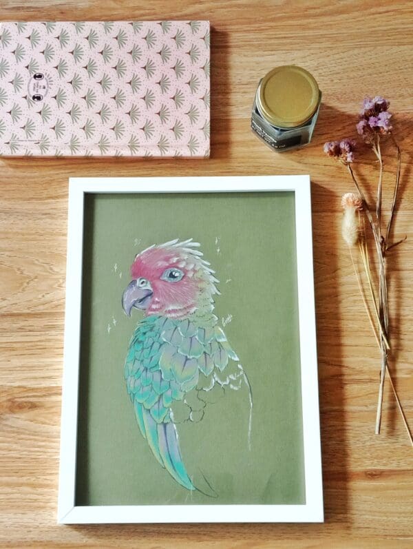 Pastel Parrot Artwork: Vibrant Bird Portrait for Home Decor - Image 3