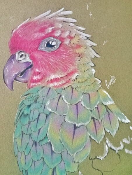 Pastel Parrot Artwork: Vibrant Bird Portrait for Home Decor