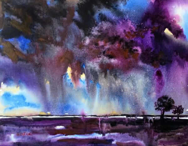 sky storm watercolour