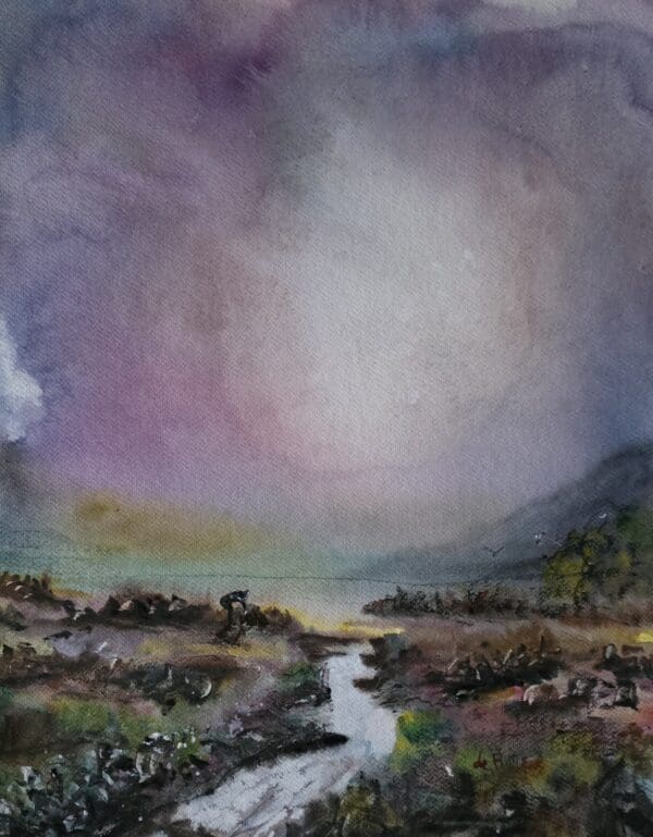 bog in the morning watercolour