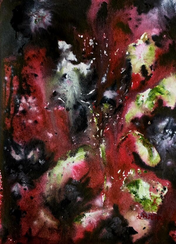 blooming red watercolour