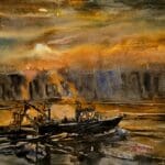 howth sunrise fishing watercolour