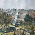 zic zac waterfall glenmalure watercolour