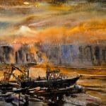 howth sunrise fishing watercolour