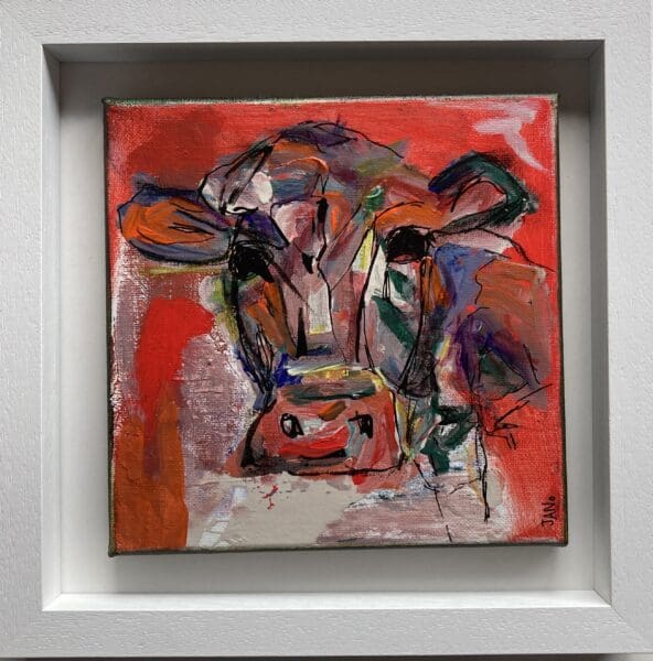 Cow In Technicolour (29cm) Framed
