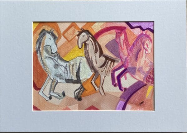National Horses in Pink A4 (Mounted)