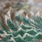 Stormy Sea – Textured Oil Painting with Gold Leaf Accents Painting
