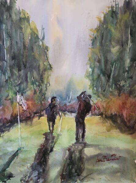 golf shadows watercolour