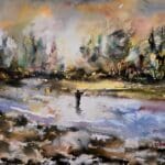 fishing in the white winter sun