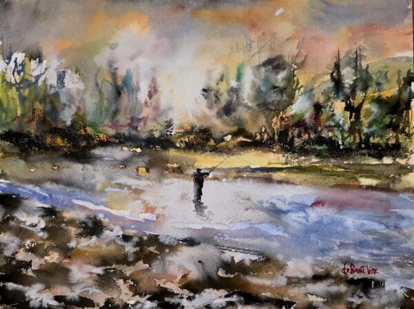 fishing in the white winter sun