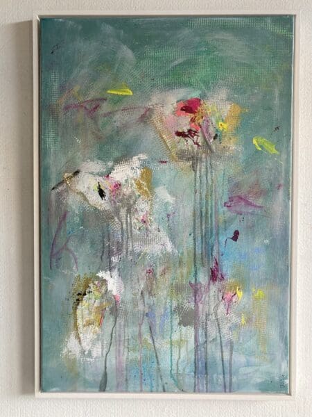Original Floral Art Canvas Art Original Irish Abstract Floral 'Keep Refrigerated' (78 cm) Framed