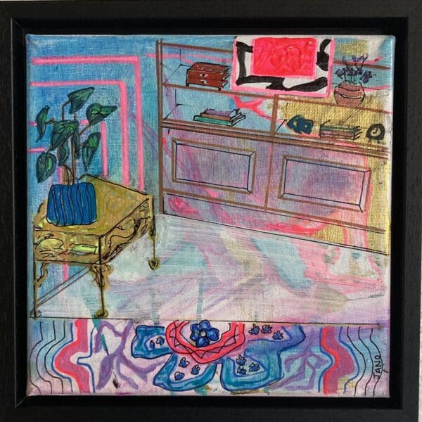 The Pink Painting (23 cm ) framed