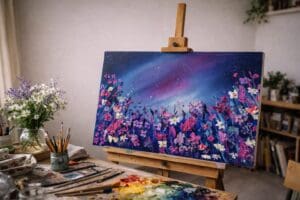 Commissioning a Painting in Ireland Step by Step Guide. The artwork featured in the image is “Ray Of Light” by Aoibheann’s Art Creations, available to view at: https://irishartmart.ie/artist/aoibheanns-art-creations/