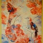 Humming birds among flowers,