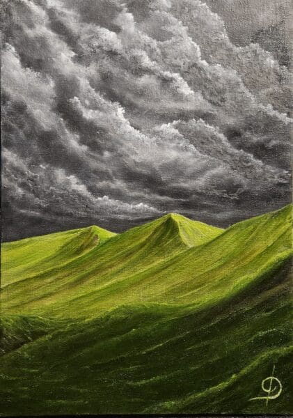 Green Hills and Dark Sky
