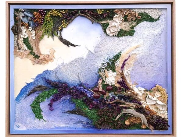 The Horizon of Roots - abstract mixed media on wooden board