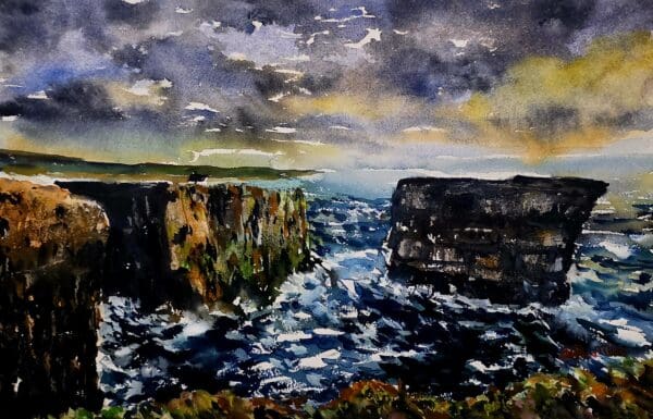 Downpatrick head mayo watercolour