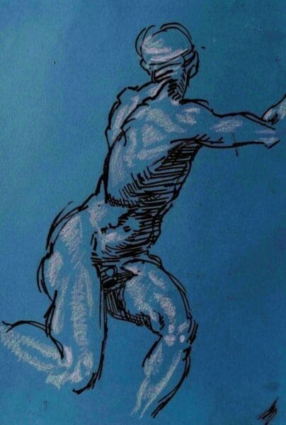 Ink and Pastel : Michelangelo Revisited.