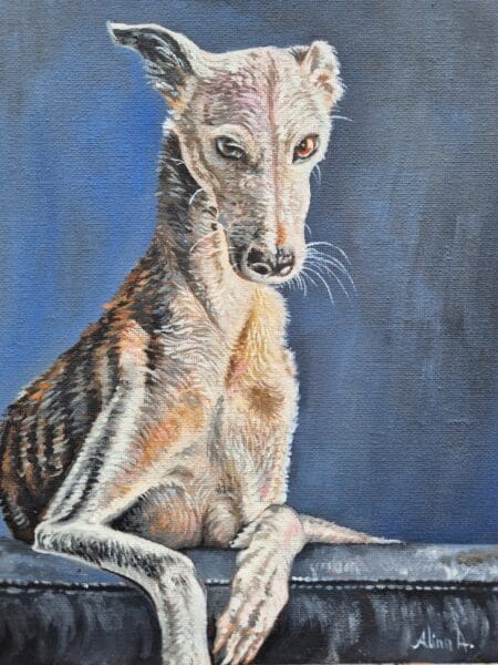 Spanish Greyhound / Galgo Espaniol / oil painting on canvas panel