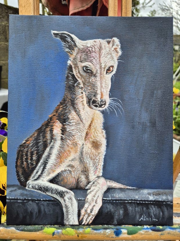 Spanish Greyhound / Galgo Espaniol / oil painting on canvas panel - Image 2