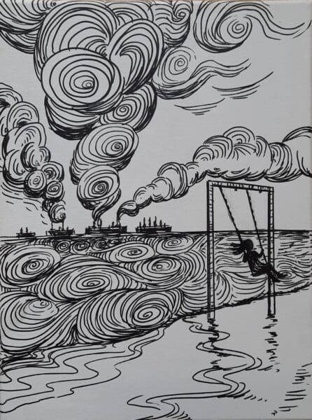 The Swing of Innocence, original mixed media painting on canvas