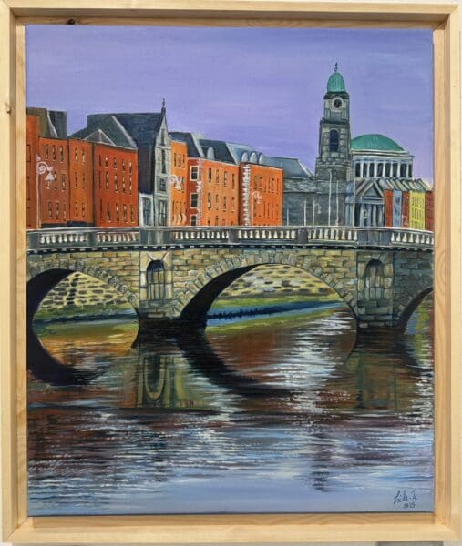 Mellows Bridge Dublin Oil Painting – Irish Cityscape Art