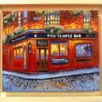 Original oil painting of Temple Bar, Dublin. Framed artwork, one of the most famous Irish landmarks