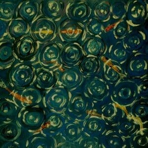 Moonlight and Raindrops on Koi Pond