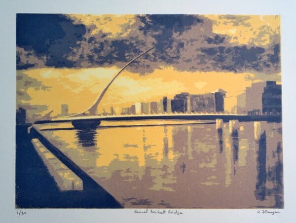 Samuel Beckett Bridge print by printmaker Aidan Flanagan