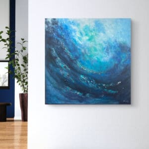 Large statement artwork. 90cms x 90cms “Breaking waves”
