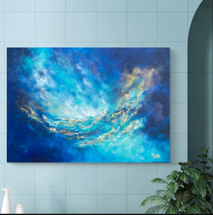 Large statement 100 x 70cms. “Ocean Breeze” - Image 5