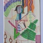 Original Irish Abstract Figurative Drawing Abstract - My Siri A4 Mounted