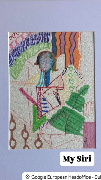 Original Irish Abstract Figurative Drawing Abstract - My Siri A4 Mounted