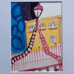 Original Drawing on Paper – Contemporary Irish Art - Ha’penny Bridge Dublin A4 Mounted