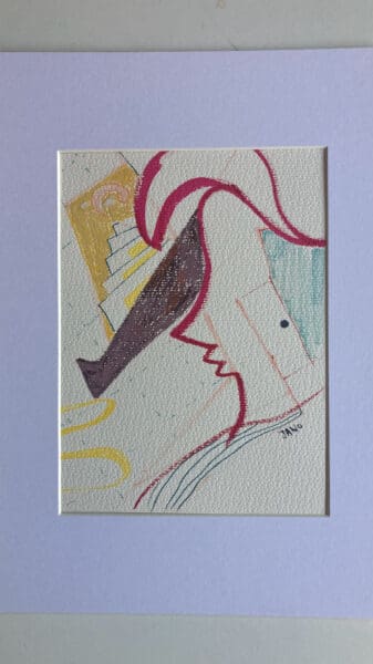 Original Irish Abstract Figurative Drawing Abstract - Sleep Study A4 Mounted