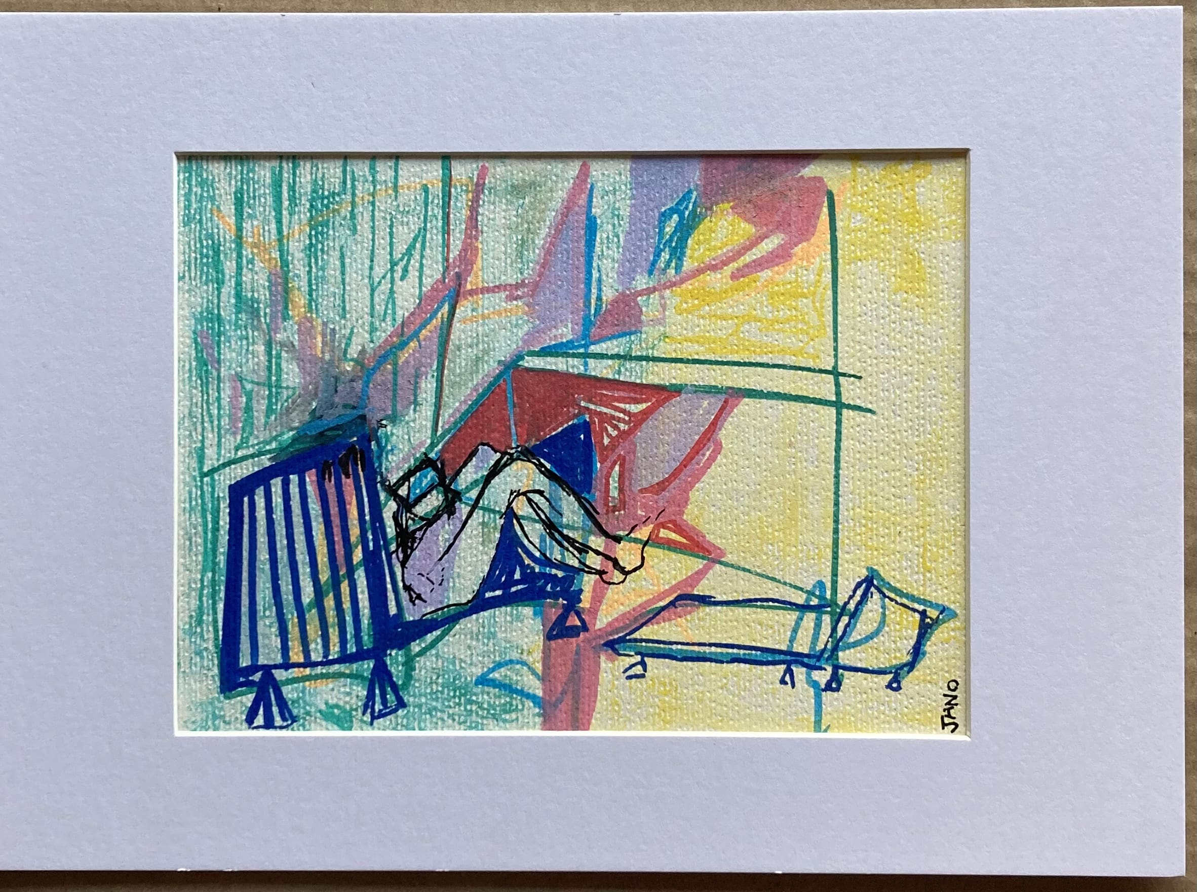 Original Figurative Drawing Contemporary Irish Art, Wall Art - The Girl on The Balcony A4 Mounted - Image 2