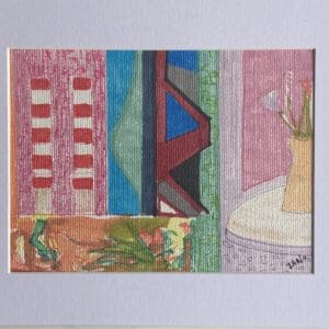 Original Irish Art - Afternoon Tea Dublin - Poolbeg Chimneys A4 Mounted