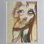 Original Irish Abstract Figurative Drawing Abstract - Face Body A4 Mounted